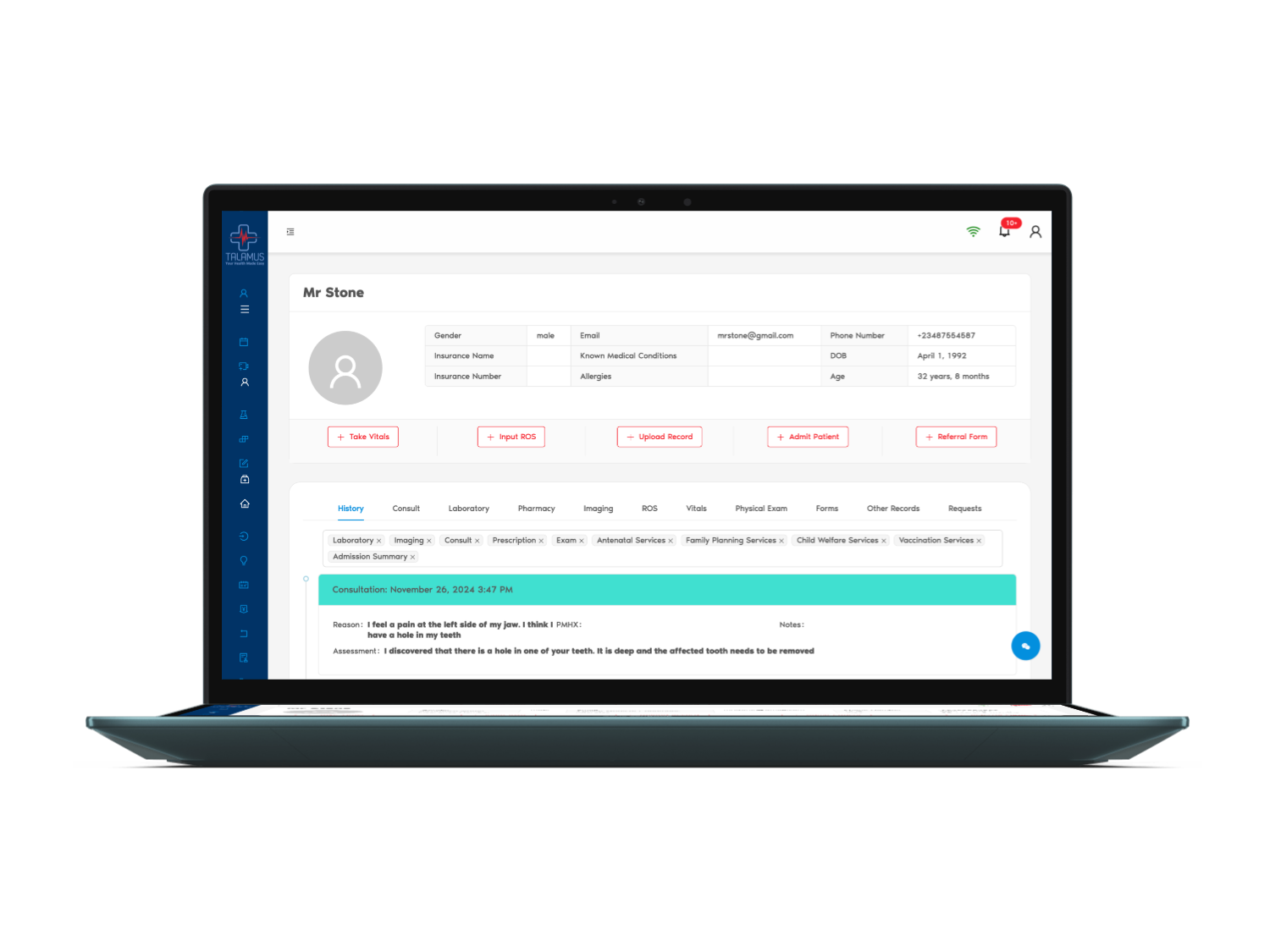 Talamus PMA dashboard